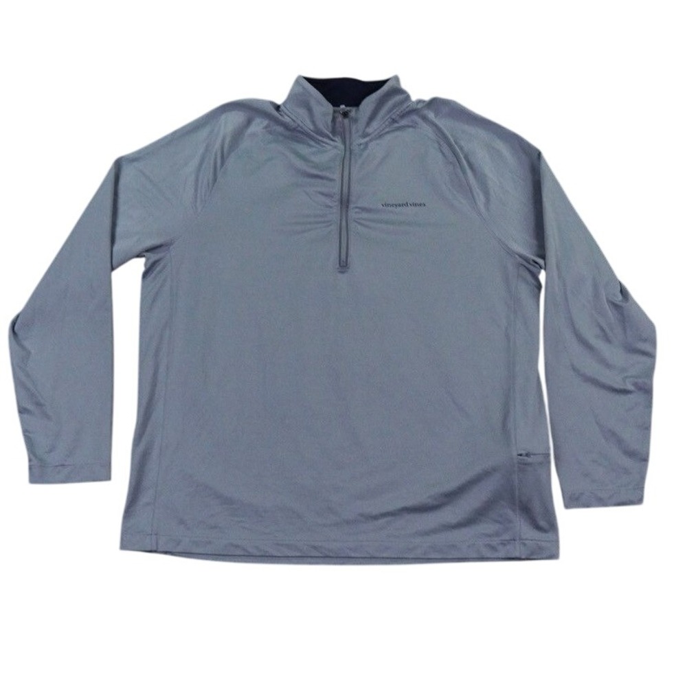 Vineyard Vines Pullover Men XL Gray Blue Performance 1/4 Zip Outdoor Golf Logo
